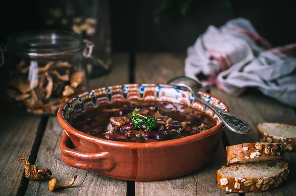 Wild Mushroom and Kidney Bean Soup — Stock Image Wild Mushroom and Kidney Bean Soup Stock Image