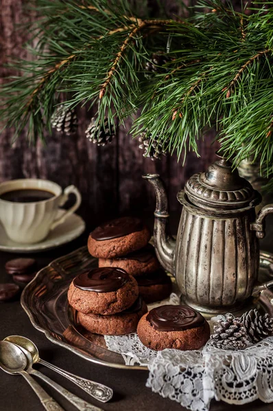 Christmas Chocolate Cookies — Stock Photo, Image