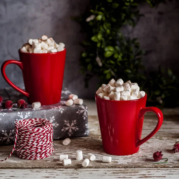 Christmas Hot Chocolate with Marshmallows — Stock Photo, Image