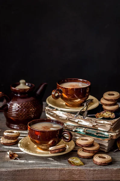 Čaj a sušenky, pád nálady — Stock fotografie