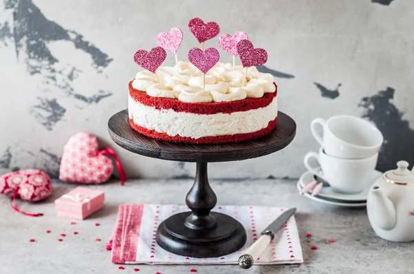 Roter Samt-Käsekuchen — Stockfoto