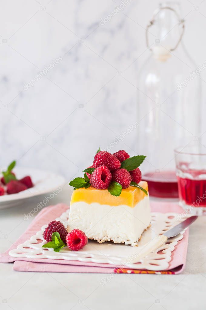 Lemon Semifreddo with Raspberries