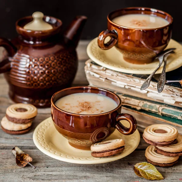 Chá e biscoitos, humor de queda — Fotografia de Stock