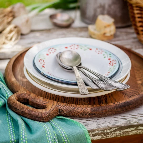 Cenário de mesa de verão rústico — Fotografia de Stock