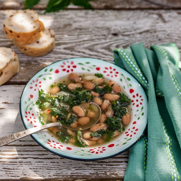 Nettle and White Bean Soup — Stock Photo, Image