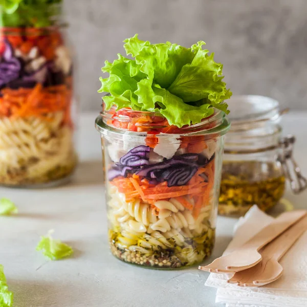 Pasta and Vegetable Salad in a Jar, square