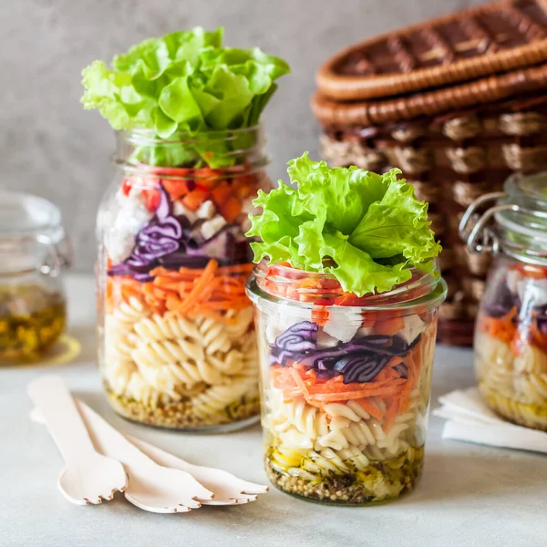 Pasta and Vegetable Salad in a Jar, square