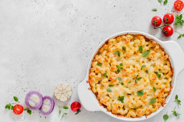 Makaron Cheese Bake Skopiuj Miejsce Tekst — Zdjęcie stockowe