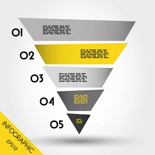Infographie jaune pyramide inversée — Image vectorielle
