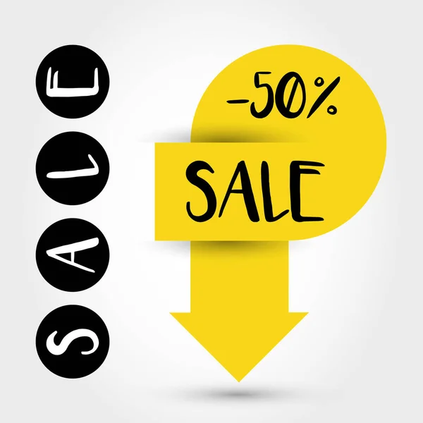Yellow sale pointer — Stock Vector