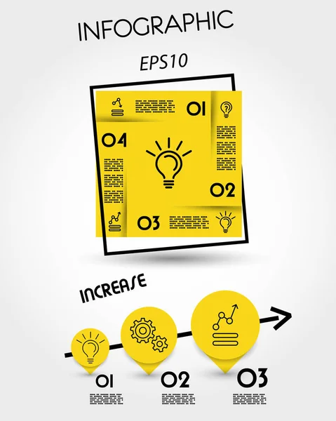 Gul infografisk skabelon med sqaure – Stock-vektor