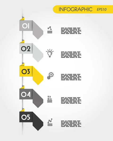 Flèches origami infographie jaune — Image vectorielle