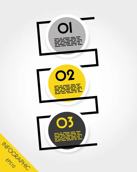 Gula uppsättning runda infographic klistermärken med linje — Stock vektor