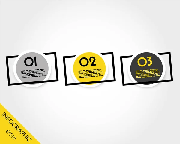 Três adesivos redondos infográficos amarelos — Vetor de Stock