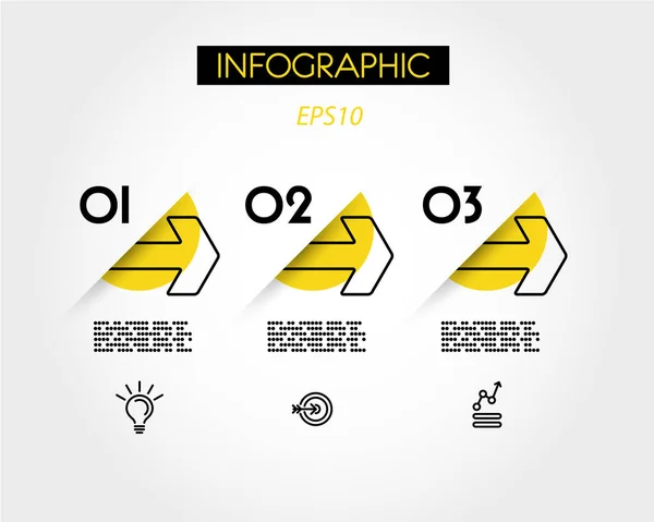 Gelbe lineare Umrisspfeile in der Infografik — Stockvektor