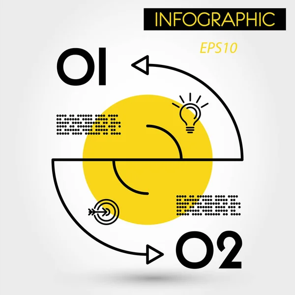 Giallo doppio arco infografica cocnept — Vettoriale Stock