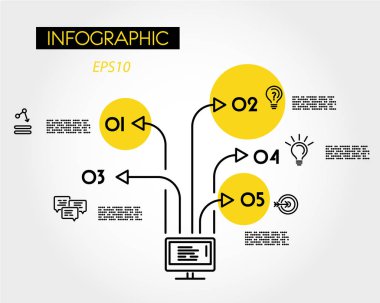 bilgisayar oklarla sarı doğrusal Infographic