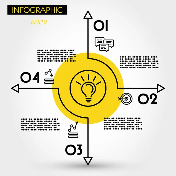 Sárga kereszt lineáris infographics — Stock Vector