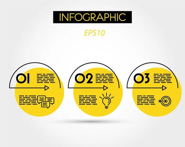 Arcos infográficos lineares amarelos com ícones — Vetor de Stock