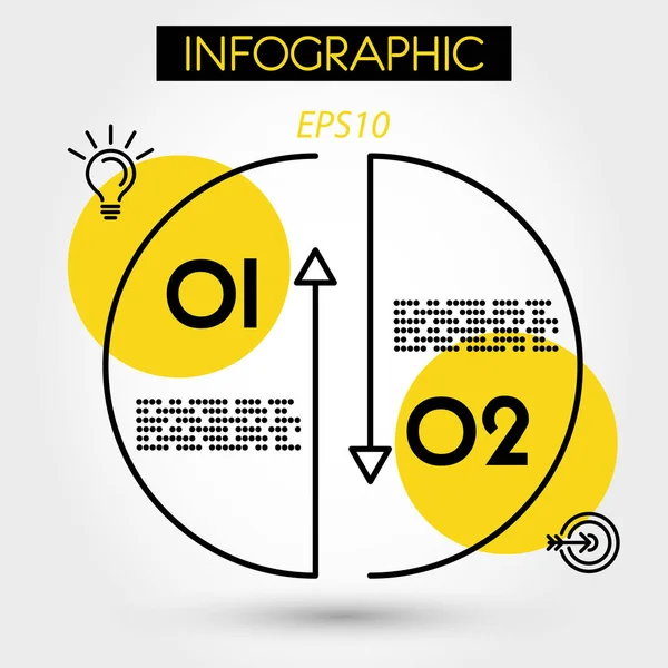 Dvě šipky žluté infografika — Stockový vektor