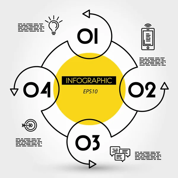 黄色圆圈信息图形概念 — 图库矢量图片