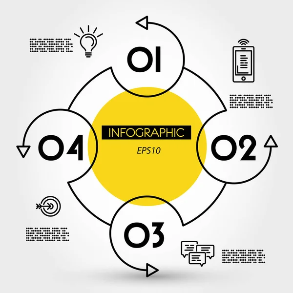 Círculo amarelo conceito infpgráfico — Vetor de Stock