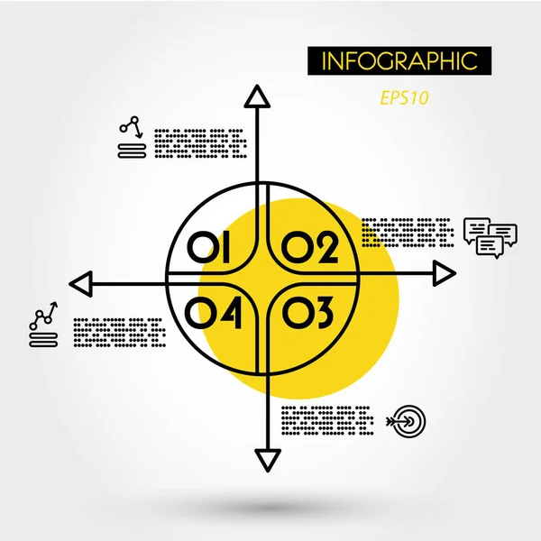 Gula linjär infographic ring med pilar — Stock vektor