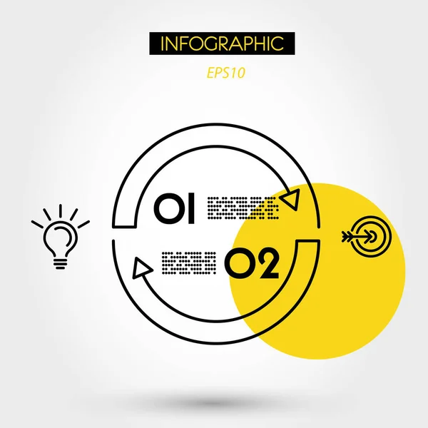 Gelbe lineare Infografik Kreisbögen — Stockvektor