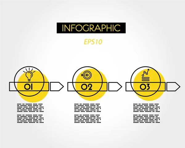リングと黄色線形インフォ グラフィック矢印 — ストックベクタ