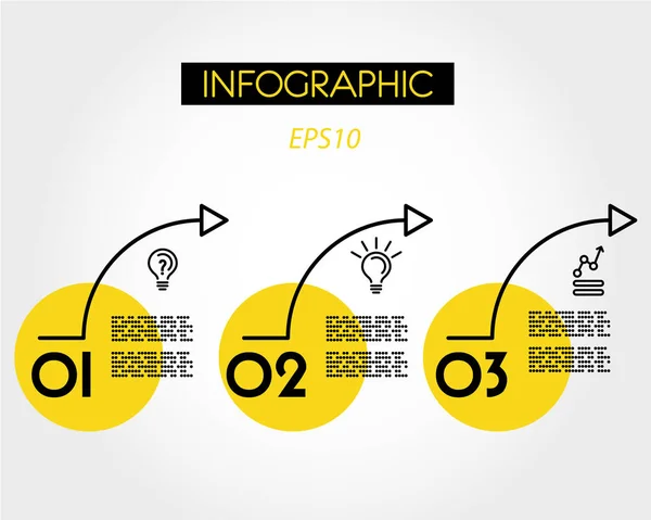 Három sárga infographic ívek — Stock Vector