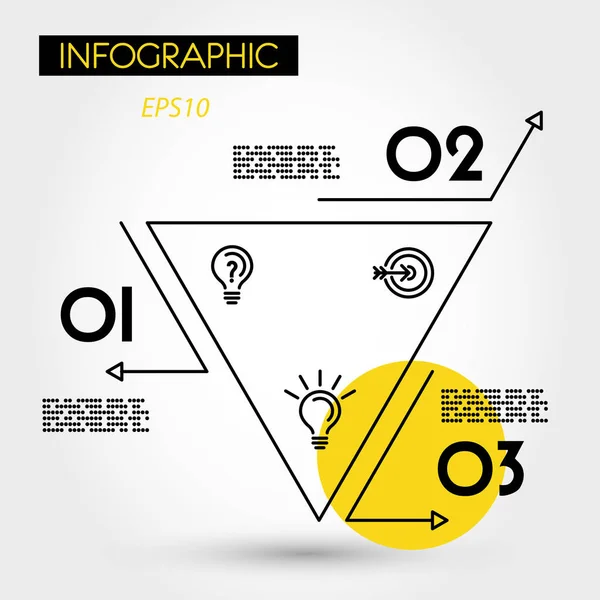 Jaune linéaire infographie triangle inversé — Image vectorielle