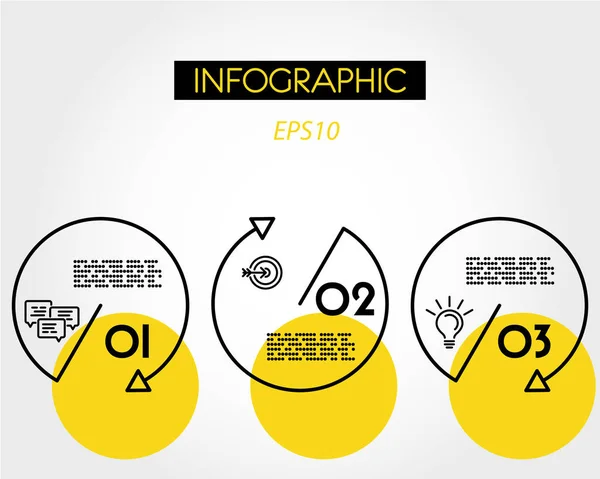 Sarı doğrusal infogaphic çevreler ayarla — Stok Vektör