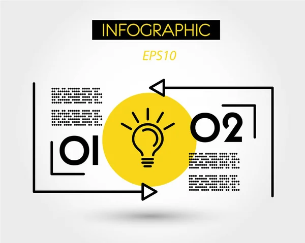 Šablona žlutá lineární infografiku s dvě možnosti — Stockový vektor