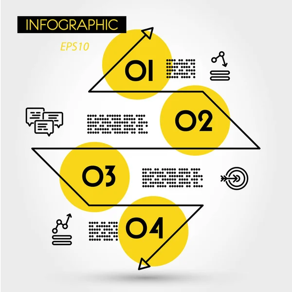 Amarillo lineal infografía zig zag diamante — Archivo Imágenes Vectoriales