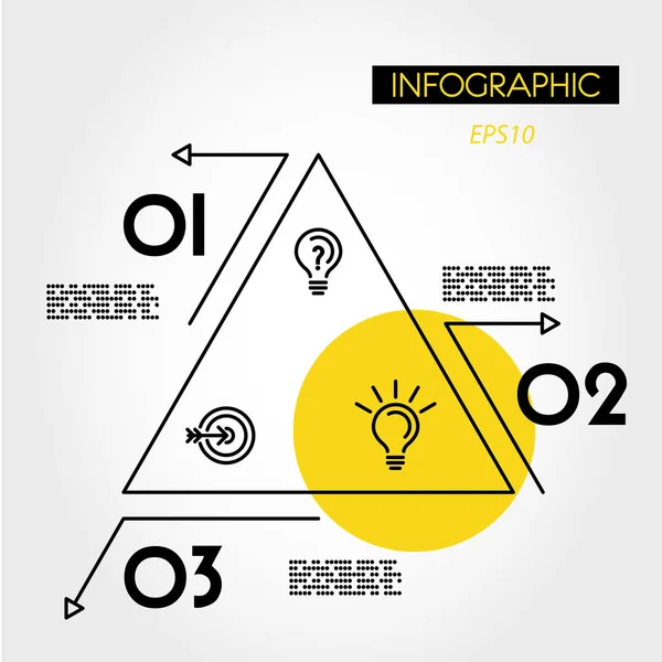 带箭头的黄色线性信息图三角形 — 图库矢量图片