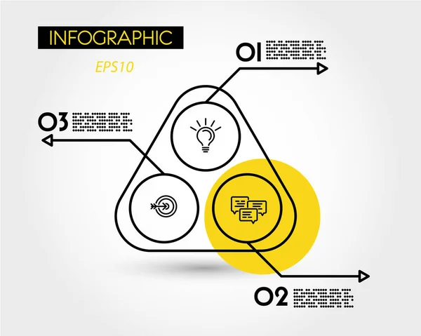 Gelb abgerundetes Infografisches Dreieck — Stockvektor