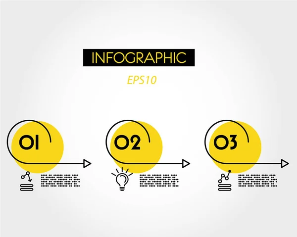 Žlutá lineární infografika oblouků — Stockový vektor