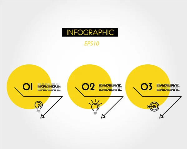 Sarı doğrusal Infographic üçgen işaretçiler — Stok Vektör