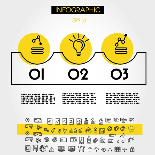 Sárga infographic lineáris téglalap elem gyűrűk Vektor Grafikák