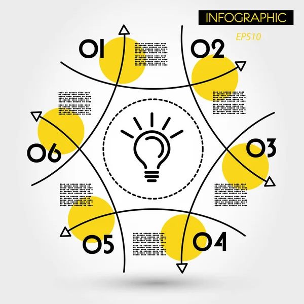 Gelber linearer Infografik-Kreis aus Pfeilen lizenzfreie Stockvektoren