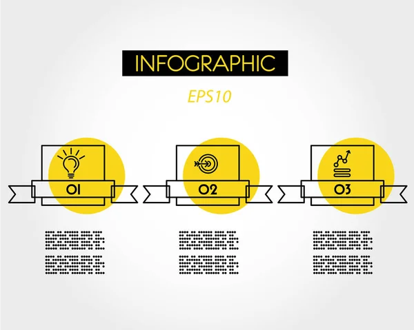 Žlutá lineární infografika stuhy s ikonami Royalty Free Stock Ilustrace