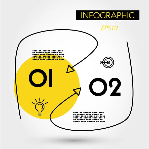 Żółty zaokrąglone liniowe infografiki z krzywych — Wektor stockowy