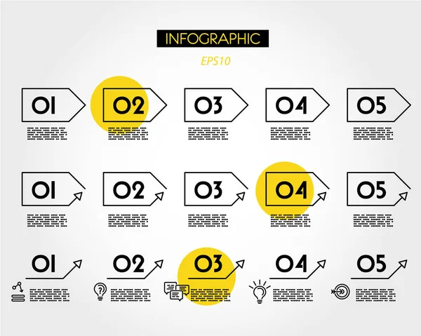 Conjunto infográfico linear de setas — Vetor de Stock