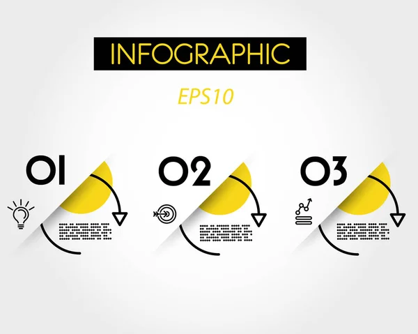 Żółte kółko infografikę łuki i numery — Wektor stockowy