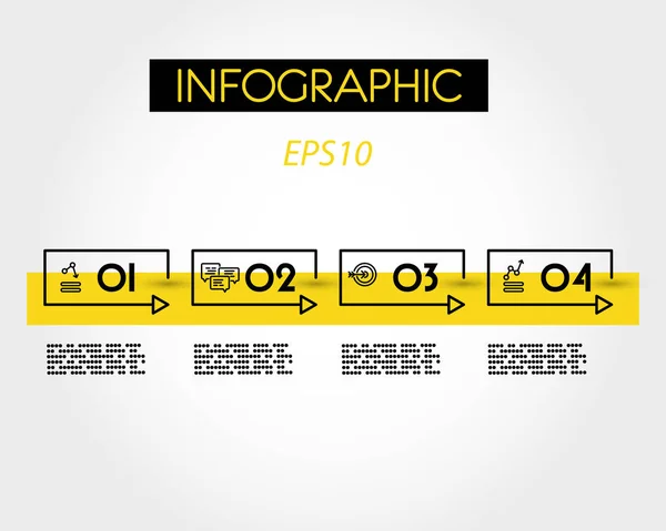 Cronología de la infografía lineal rectangular amarilla — Archivo Imágenes Vectoriales