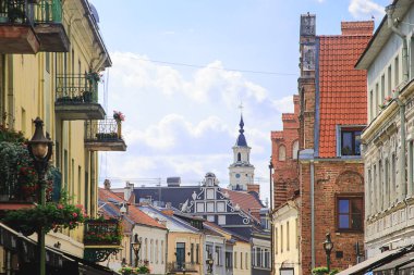Kaunas Old Town street, Lithuania. Walls of houses, historical architecture, tiled roofs, Town Hall. Eastern Europe, Baltic states, tourism, landmark, historical architecture, medieval, renaissance,. clipart