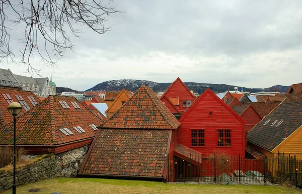 Знаменитий дерев'яні кварталі Брюгген в Бергені. Орієнтир Норвегії. — стокове фото