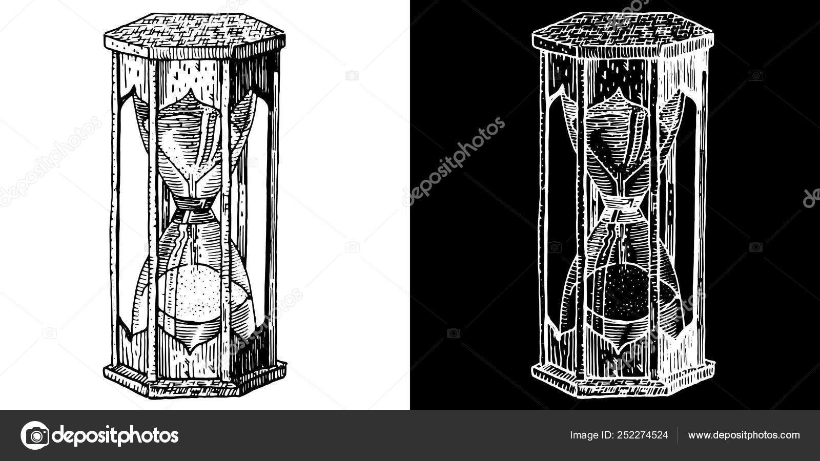 Reloj de arena Grabado dibujado a mano estilo medieval