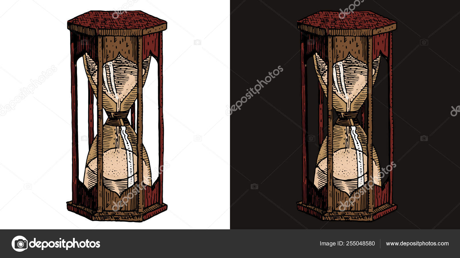 Reloj de arena Grabado a mano ilustración vectorial