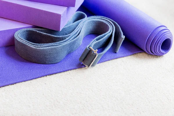 Fitness yoga pilates equipment props on carpet